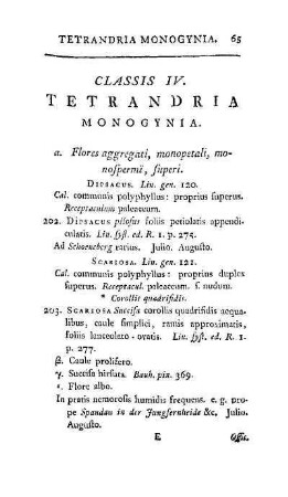 Classis IV. Tetrandria