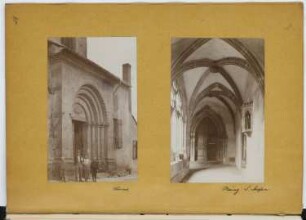 Pauluskirche, Worms / St. Stephan, Mainz: Ansicht Portal, Innenansicht (aus: Skizzen- und Fotoalbum 11)