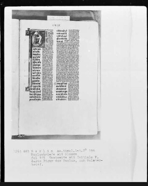 Paulusbriefe mit Glossen — Initiale P (AULUS), darin Paulus, Folio 115recto