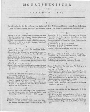 Monatsregister vom Februar 1824