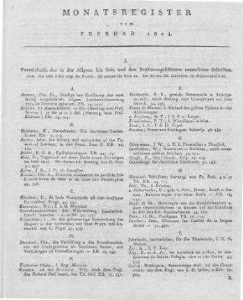 Monatsregister vom Februar 1824