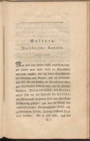 Valeria. Italiänische Novelle