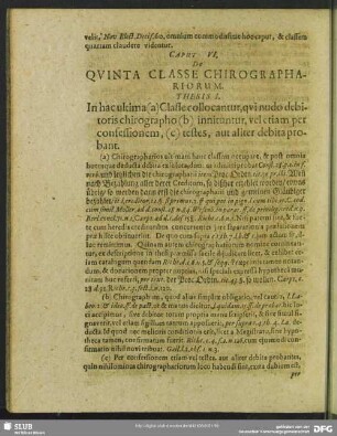 Caput VI. De Quinta Classe Chirographariorum