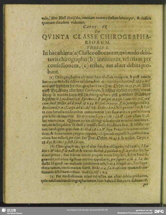 Caput VI. De Quinta Classe Chirographariorum