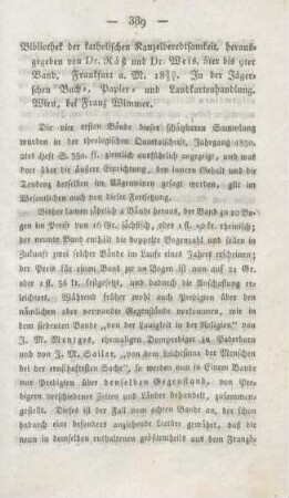 389-394 [Rezension] Neue Bibliothek der katholischen Kanzelberedsamkeit; 5. bis 9. Band
