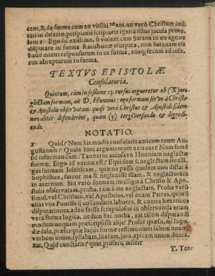 Textus Epistolae Consolatoriae.