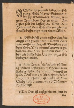 ALle die jhr jetzund leidet/ verfol=||gung/ Trübsal vnd Schmach :|: ||