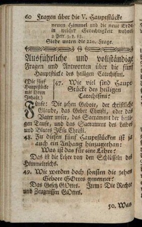 Ausführliche und vollständige Fragen und Antworten über die fünf Hauptstücke des heiligen Catechismi.