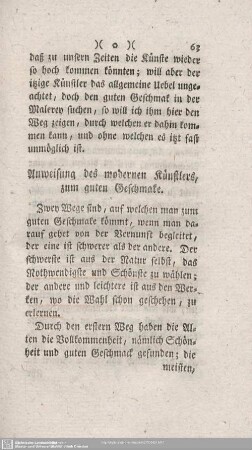 Anweisung des modernen Künstlers, zum guten Geschmake.