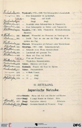 III. Abteilung. Japanische Netzuke (Nr. 675-757)