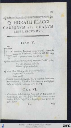Q. Horatii Flacci Carminum Seu Odarum Liber Secundus.