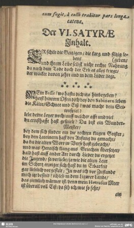Der VI. Satyrae Inhalt …