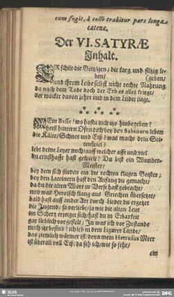 Der VI. Satyrae Inhalt …
