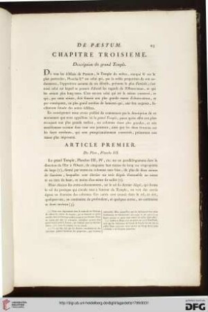 III. Description du grand Temple