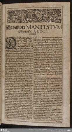 Das ander Manifestum Pfaltzgraff Caroli Ludwigs