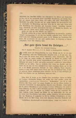 ¬"Der¬ gute Hirte kennt die Seinigen ..." : Gedanken über individuelle Erziehung