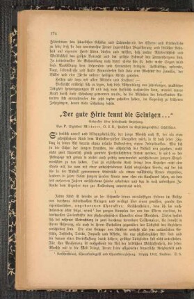 ¬"Der¬ gute Hirte kennt die Seinigen ..." : Gedanken über individuelle Erziehung