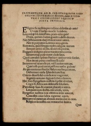 Propempticon Ad D. Christophorum Syngelium ...