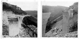 Drachenlochbrücke, km 152,933 Die Brücke wurde 1935 - 1937 gebaut, 1945 gesprengt und 1949/50 wieder aufgebaut.