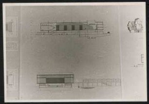 Stadthalle, Duisburg Wettbewerb: Querschnitt und Längsschnitt (Wettbewerbsbeitrag Nr. 14)