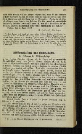 Missionszöglinge und Gymnasiasten : die Leistungen der Missionszöglinge