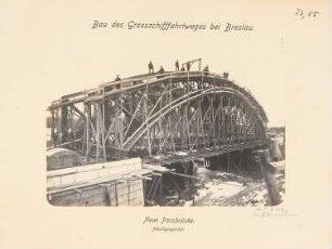 Großschiffahrtsweg, Breslau Umbau der Passbrücke: Montagegerüst (an der neuen Brücke)