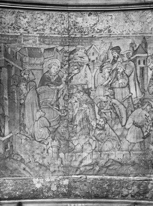 Atrechtscher Wandteppich, Detail Tafel 4: Wie Hirenäus die Götzenbilder zerstören lässt