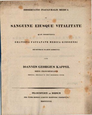 Diss. inaug. med. de sanguine eiusque vitalitate