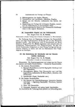 27. Die Entstehung der Steinkohle und der Kaustobiolithe überhaupt