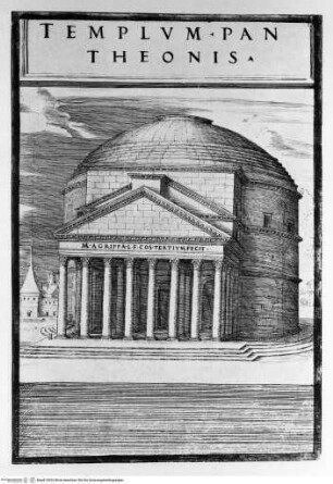 Desenhos das antigualhasRom, Pantheon - Os desenhos das antigualhas que vio Francisco d'Ollanda, pintor portugués (... 1539 - 1540 ...) / (Ministerio de Asuntos Exteriores Relaciones Culturales). Publicalos, con notas de estudio y preliminares el Prof. E. Tormo. - Madrid, 1940. - 257 S., 54 Bl. : Ill. : 4. -Reproducción facsimil del codice de Francisco d'Ollanda que se custodia en la Biblioteca del Escorial