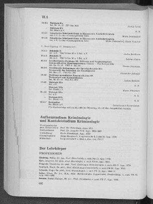 Aufbaustudium Kriminologie und Kontaktstudium Kriminologie