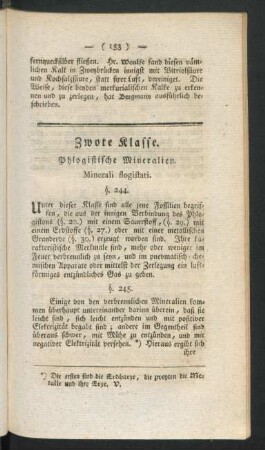 Zwote Klasse. Phlogistische Mineralien. Minerali flogistati.