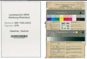 Entnazifizierung Gertrud Gaertner , geb. 13.08.1922 (Telefonistin)
