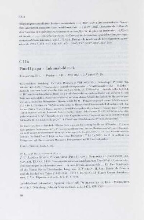 C 11a. Pius II papa, Inkunabeldruck