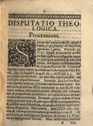 Disputatio Theologica, De SS. Trinitatis Mysterio