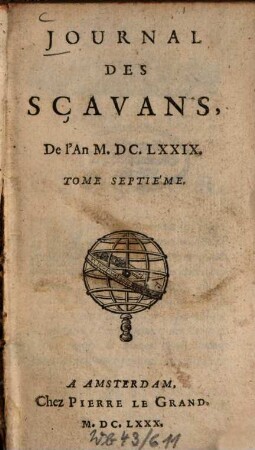 Journal des sçavans. 1679 = T. 7 (1680)