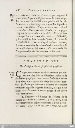 Chapitre VIII. De l´origine de la sensibilité physique