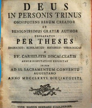 Deus In Personis Trinus Omnium Rerum Creator ...