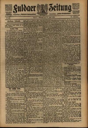Erste Ausgabe vom Mittwoch, den 17. Juni 1908.