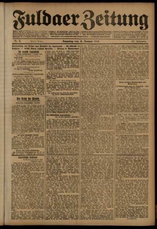 Erste Ausgabe vom Samstag, den 08. Januar 1916.