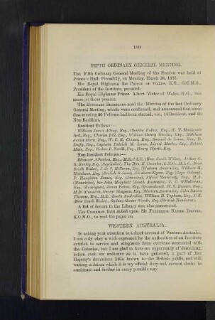 Fifth Ordinary General Meeting: Western Australia. By Sir Frederick Napier Broome, K.C.M.G.