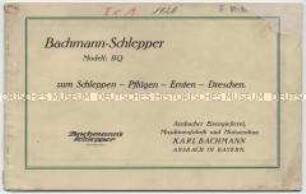 Bachmann-Schlepper Modell:BQ zum Schleppen - Pflügen - Ernten - Dreschen.