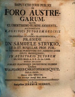 Disp. ... de foro austregarum