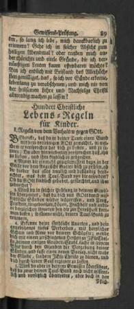 Hundert Christliche Lebens- Regeln für Kinder.