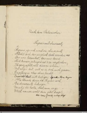 Thyrsis und Amaranth : [SW I, S. 103; NLB, S. 193-195]