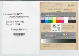 Entnazifizierung Heinrich Brungs , geb. 26.07.1907 (Verwaltungsangestellter)