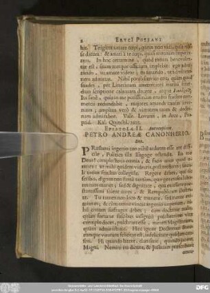 Epistola II. Antverpiam. Petro Andreae Canonherio. Suo.