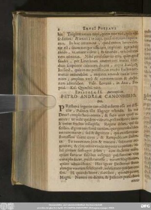 Epistola II. Antverpiam. Petro Andreae Canonherio. Suo.