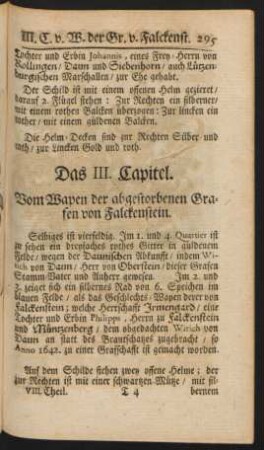 Das III. Capitel. Vom Wapen der abgestorbenen Grafen von Falckenstein