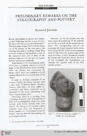 15: Preliminary remarks on the stratigraphy and pottery